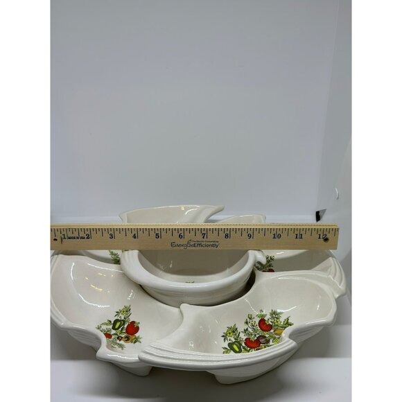 VTG California Orig. Divided Pottery Serving Dish - Chip & Dip Platter - MCM USA - Picture 9 of 10